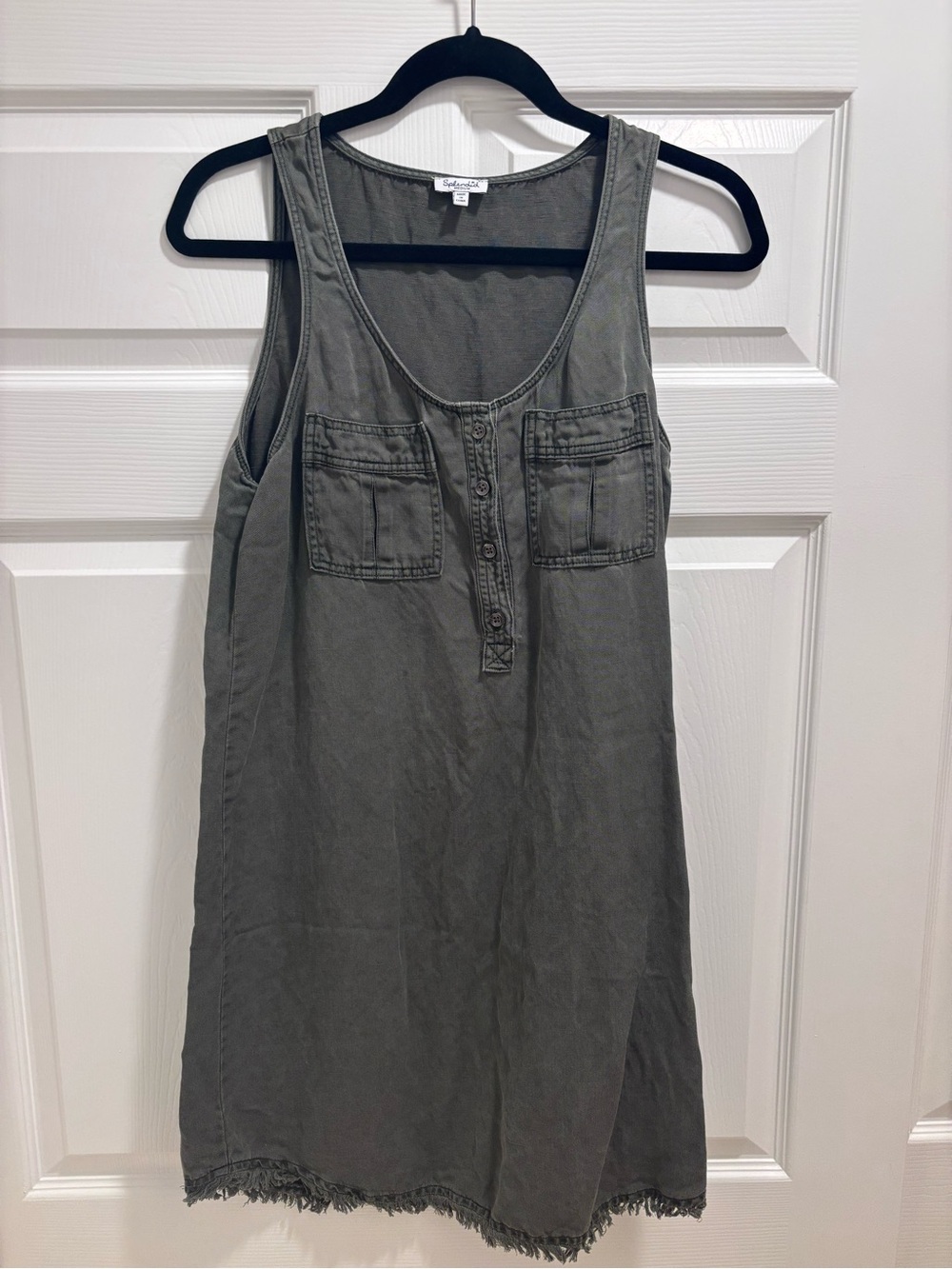Splendid Olive Green Sleeveless Pocket Shift Dress
